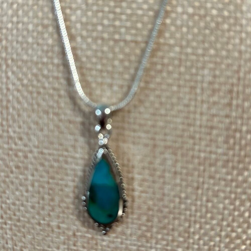 NWT Southwest Native American Style Turquoise Pendant Necklace 16" Blue Green